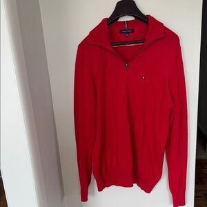 Tommy Hilfiger Men's Bold Red Zip-Up Sweater